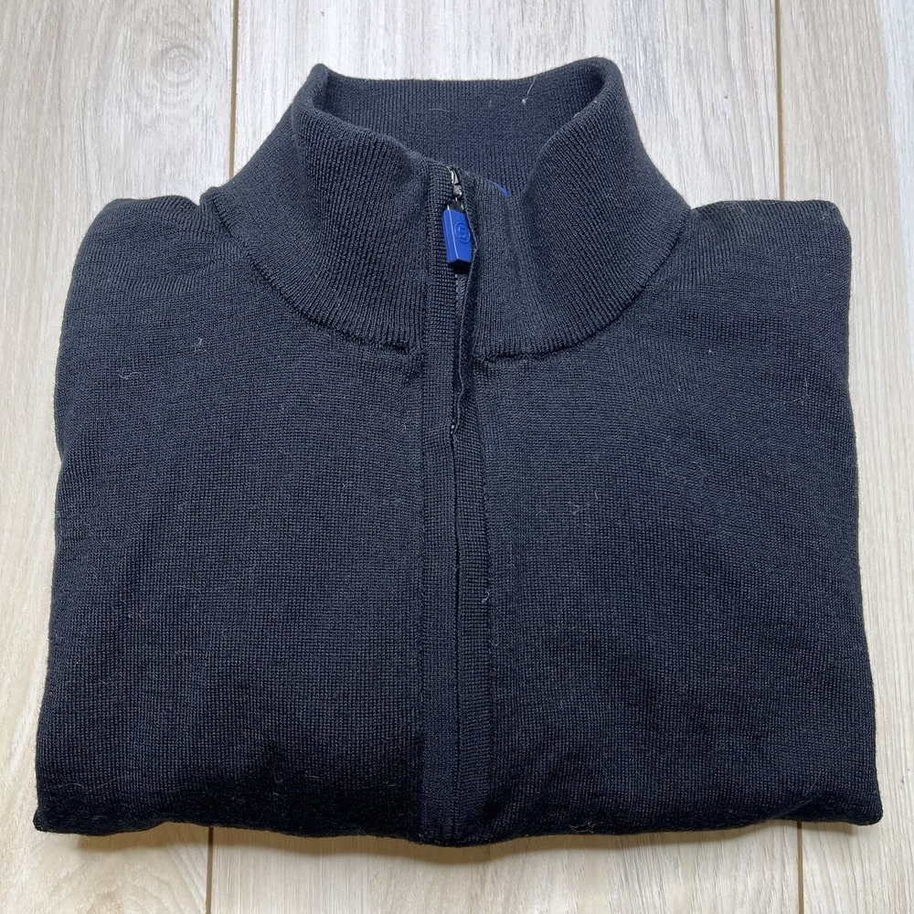 Stitch Performance Sweater 1/4 Zip Merino Wool Pullover Golf Black Men Sz Medium